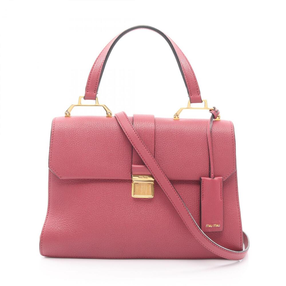 Miu Miu Madras Leather Tote Bag Brown